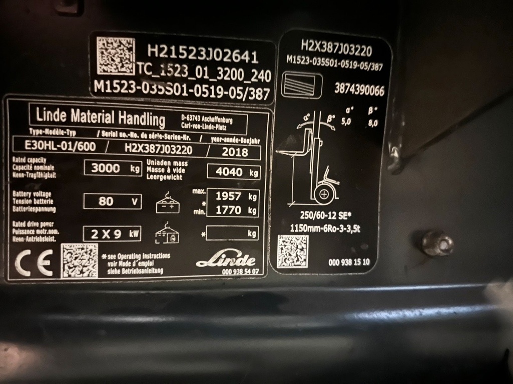 Linde E30/600 HL 5190mm Elektro Gabelstapler 201810