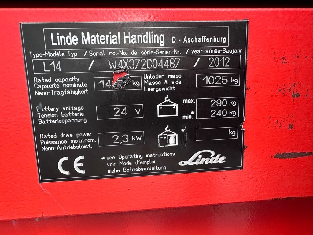 Linde L14 2924mm Hub Elektro Stapler Hochhubwagen 9