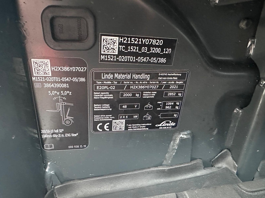 Linde E20PL-02 386 Triplex 5475mm Hub. Elektro Stapler8