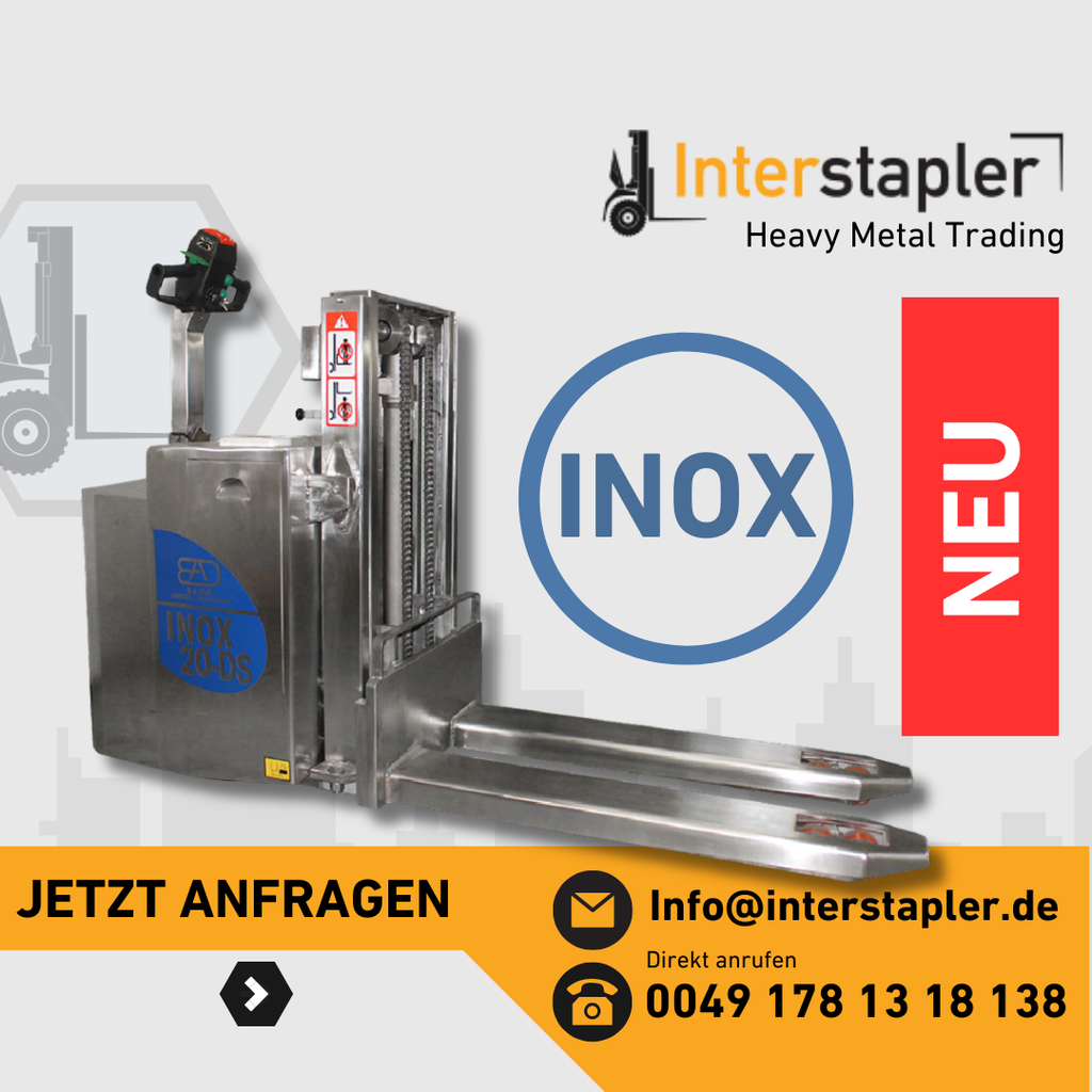 INOX Hochhubwagen Doppelstock BADA 20DS 2000mm Hub Initialhub ELEKTRO Stapler