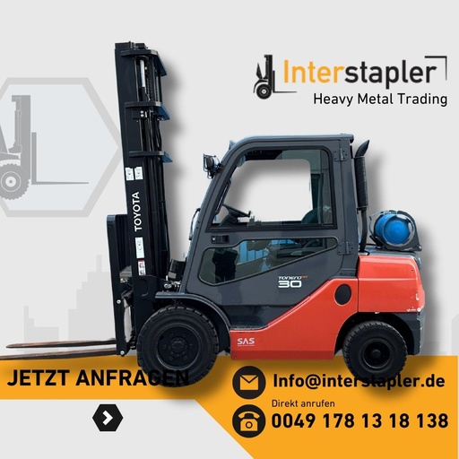 Toyota 3t 06-8FG30F Gas Gabelstapler 4500mm Hub 